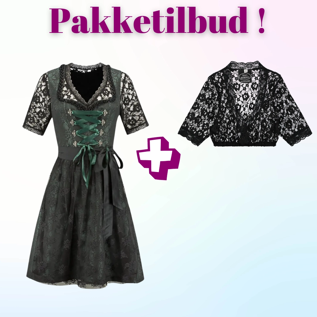 Tilbudspakke! Luksus Autentisk Tyrolerkjole med blondebluse